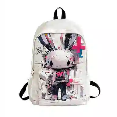 泰克森 稀奇古怪的涂鸦个性街头潮流字母熊兔猫 尼龙 双肩包 常规 通用 多色