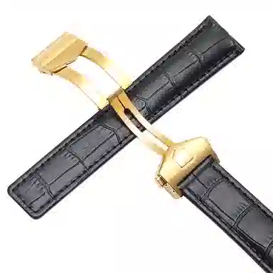 港爵 适配泰格豪雅表带男女通用款真皮防水手表带卡莱拉摩纳哥折叠扣款手表链 手表表带