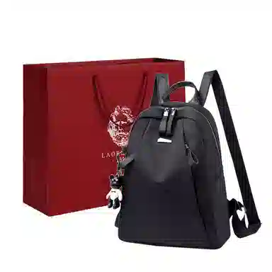 老人头 轻便实用防水小型防盗旅游出行妈妈旅行上课上班书包 锦纶 双肩包背包 女 黑色