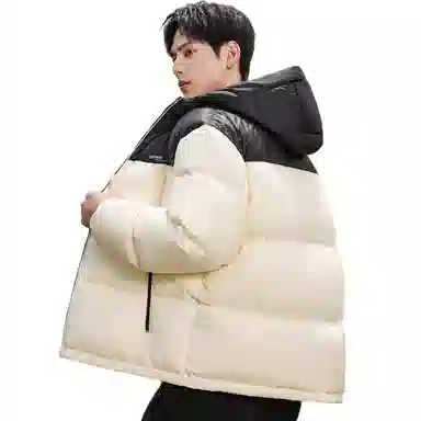 鸭鸭 时尚运动系列 韩版休闲短款连帽外套户外防寒保暖基础款面包羽绒服 通用