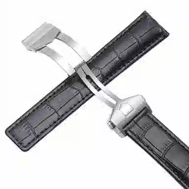 港爵 适配泰格豪雅表带男女通用款真皮防水手表带卡莱拉摩纳哥折叠扣款手表链 手表表带