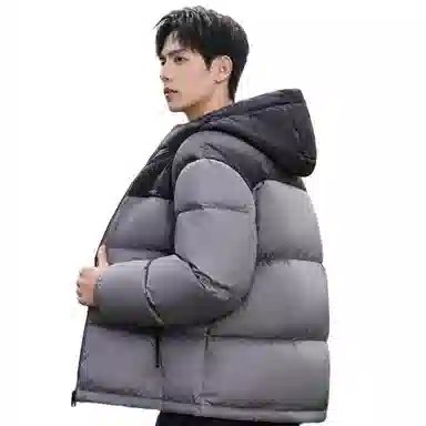 鸭鸭 时尚运动系列 韩版休闲短款连帽外套户外防寒保暖基础款面包羽绒服 通用