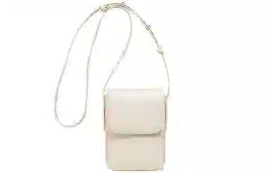 妙迪 竖款磁扣开合 牛皮 单肩包斜挎包手机包 中号 女款 棕色