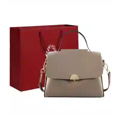 老人头 简约百搭实用 牛皮配合成革 单肩包 常规 女款 大象灰