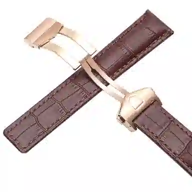 港爵 适配泰格豪雅表带男女通用款真皮防水手表带卡莱拉摩纳哥折叠扣款手表链 手表表带