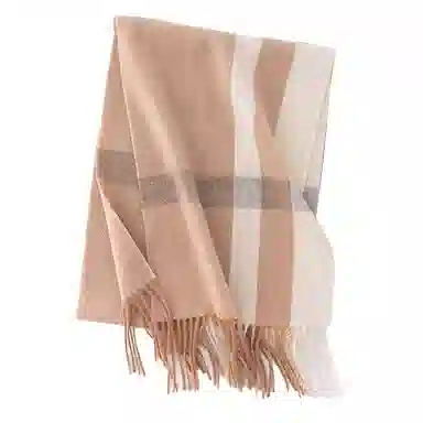 浪莎 羊毛高级感加厚格子拼接保暖羊绒围脖 绒线围巾 通用