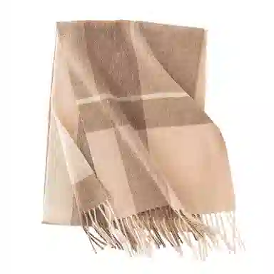 浪莎 高级感加厚格子拼接保暖围脖两用 羊毛 绒线围巾 通用