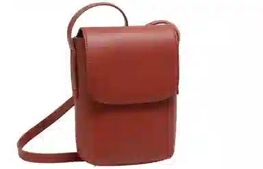 妙迪 竖款磁扣开合 牛皮 单肩包斜挎包手机包 中号 女款 棕色