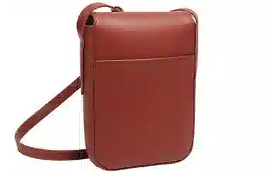 妙迪 竖款磁扣开合 牛皮 单肩包斜挎包手机包 中号 女款 棕色