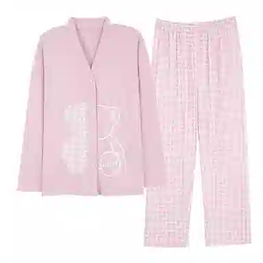 莫代尔 抗菌亲肤舒适轻薄甜美透气温柔不易起球长袖长裤可外穿春秋季睡衣套装 女款 图片色