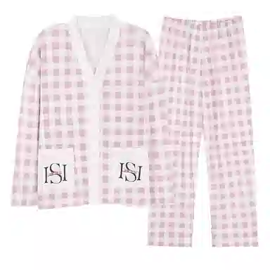 莫代尔 抗菌时尚亲肤舒适甜美柔软透气长袖长裤可外穿家居服睡衣套装 女款 粉红色