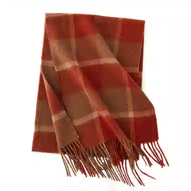 浪莎 高级感加厚格子拼接保暖围脖两用 羊毛 绒线围巾 通用