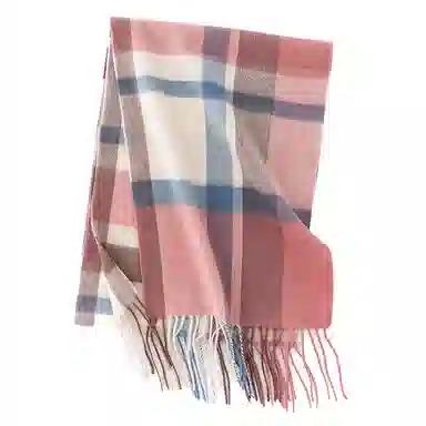 浪莎 羊毛高级感加厚格子拼接保暖羊绒围脖 绒线围巾 通用