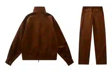 我是大卫 美式复古灯芯绒美拉德轻熟风掐褶休闲运动套装 通用 咖色