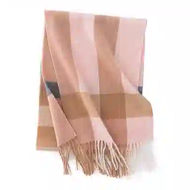 浪莎 羊毛高级感加厚格子拼接保暖羊绒围脖 绒线围巾 通用