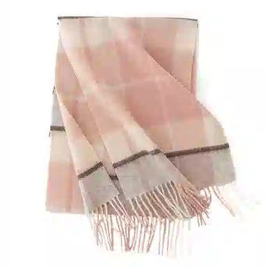 浪莎 高级感加厚格子拼接保暖围脖两用 羊毛 绒线围巾 通用