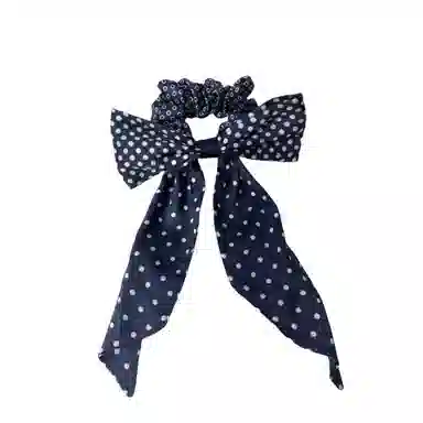 尚先生 高级波点蝴蝶结发圈慵懒秋冬大肠圈轻奢高级发绳法式超长飘带头绳 布艺 发饰 女