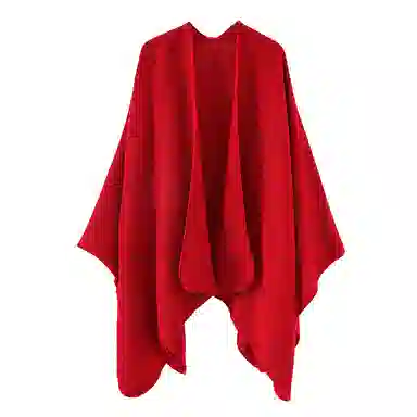 梦特娇 欧美风秋冬旅游外搭斗篷披风 双面纯色封边保暖 披肩 女