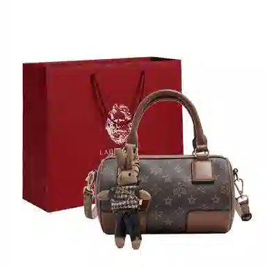 老人头 小众图案设计休闲简约日常通勤时尚百搭 合成革 单肩斜挎包 女 咖色