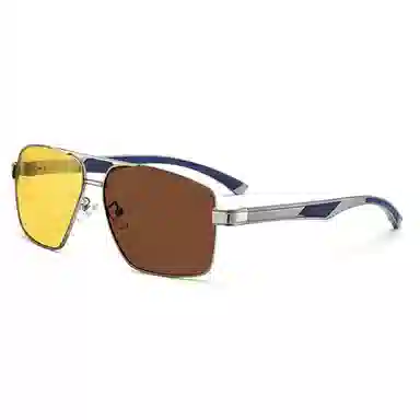 沙乐华 复古墨镜防紫外线变色偏光防晒开车专用 铝镁合金 不规则形 太阳眼镜 通用