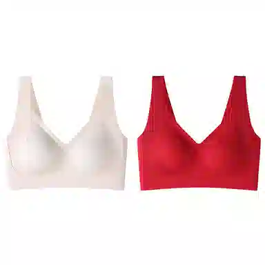 莫代尔 聚拢无痕提拉承托舒适裸感支撑立体无钢圈柔软吸湿透气文胸 女 组合装