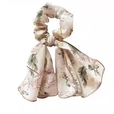 丹琴 甜美蝴蝶结飘带雪纺碎花大肠圈法式扎马尾绑发 布艺 发圈 女