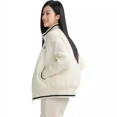 鸭鸭 休闲舒适立领短款长袖羽绒服 女