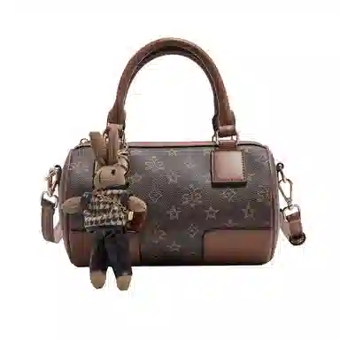 老人头 小众图案设计休闲简约日常通勤时尚百搭 合成革 单肩斜挎包 女 咖色