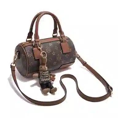 老人头 小众图案设计休闲简约日常通勤时尚百搭 合成革 单肩斜挎包 女 咖色