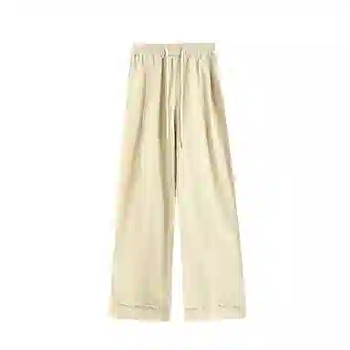 莫代尔 阔腿高腰大裤脚九分裤休闲裤 女