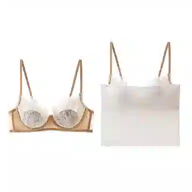 内在密码 法式低胸薄款大胸显小聚拢软钢圈性感禁欲蕾丝抹胸叠穿文胸 女款