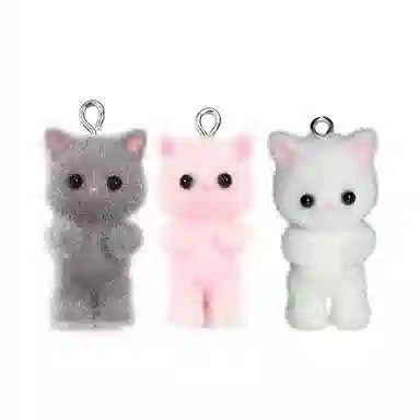 一点潮玩 迷你站立植绒小猫钥匙扣 谷圈挂件