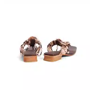 墨忆 真丝布 百搭时尚人字拖鞋 女 棕色