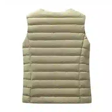 鸭鸭 纯色单排扣圆领无袖内搭外穿百搭日系极简风羽绒马甲 女款