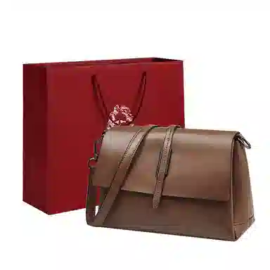 老人头 时尚百搭通勤复古耐用简约中年妈妈款 牛皮配超纤 单肩手拎腋下斜挎包 女款