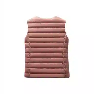 鸭鸭 纯色单排扣圆领无袖内搭外穿百搭日系极简风羽绒马甲 女款