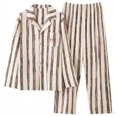 莫代尔 简约透气时尚轻柔亲肤翻领长袖长裤家居服睡衣套装 男 杏色