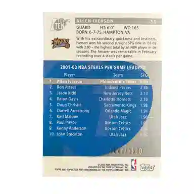 Topps 2001-02 TEN76 10421500