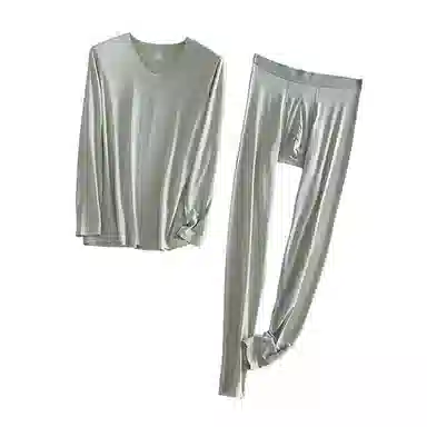 莫代尔 修身薄款打底长袖长裤保暖套装 男款