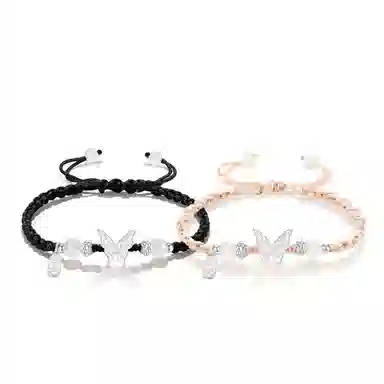 饰伴 国潮甜美在逃公主蝴蝶新中式温柔少女心森系 可调节转运上岸清冷感国风编织 琉璃 手链 男女同款情侣款