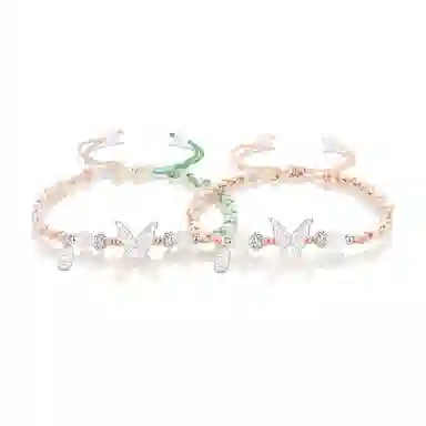 饰伴 国潮甜美在逃公主蝴蝶新中式温柔少女心森系 可调节转运上岸清冷感国风编织 琉璃 手链 男女同款情侣款