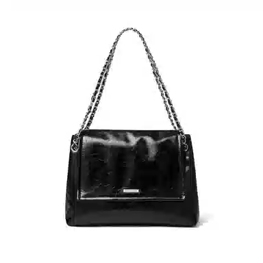 红蜻蜓 时尚复古设计小众裂纹链条简约通勤百搭款 牛皮 斜挎包 常规 女款 焦糖色/经典黑