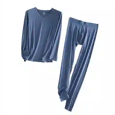 莫代尔 修身薄款打底长袖长裤保暖套装 男款