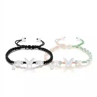 饰伴 国潮甜美在逃公主蝴蝶新中式温柔少女心森系 可调节转运上岸清冷感国风编织 琉璃 手链 男女同款情侣款