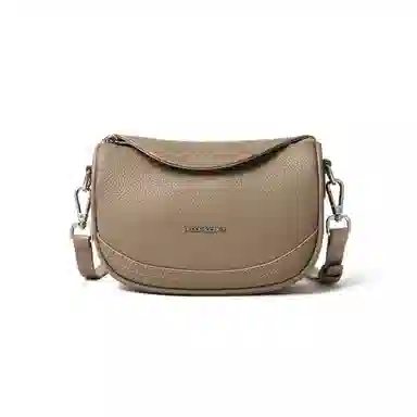 红蜻蜓 时尚简约百搭荔枝纹小众通勤 牛皮 斜挎包 女款 大象灰