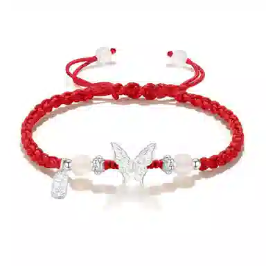 饰伴 国潮甜美在逃公主蝴蝶新中式温柔少女心森系 可调节转运上岸清冷感国风编织 琉璃 手链 男女同款情侣款