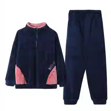 莫代尔 简约透气细腻亲肤吸湿排汗耐磨舒适柔软长袖休闲可外穿长裤睡衣套装 男款 藏青色