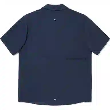 中国李宁 反光防泼水防晒宽松休闲短袖衬衫 男女同款 海军蓝