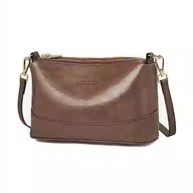 老人头 包包女士复古百搭通勤中年妈妈款简约实用大气 牛皮拼合成革 单肩斜挎包 小号 女款 啡色