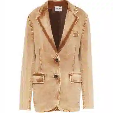 Miu Miu SS23 Washed Denim Jacket Cognac